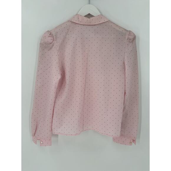 Spare Parts Vintage Blouse Womens Medium Pink Polka Dot Sheer Button Up Casual - Picture 10 of 16